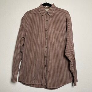 Haggar Generations Medium Plaid Button Up‎ Shirt Long Sleeve Cotton Blend Grunge